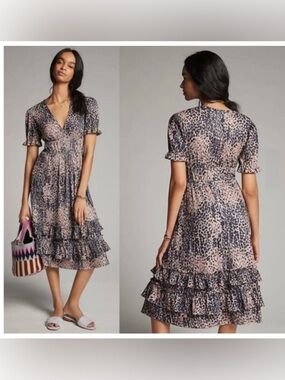 Anthropologie Hutch Women’s Adelia Ruffled Midi Dress Size LP